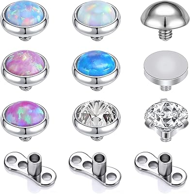 9 pièces opale 16g ancre dermique hauts 3mm 4mm 14g