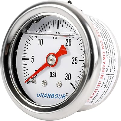 Manomètre de carburant rempli de glycérine uharbour avec boîtier en acier inoxydable 304