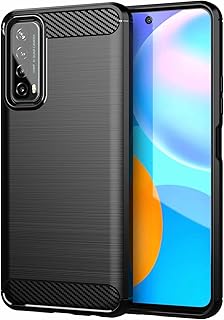 Coque huawei y7a motif fibre de carbone brossé ultra-mince en caoutchouc tpu souple