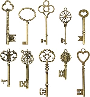 Jeu de clés squelette antiques si huang shi, clés en filigrane steampunk, pendentifs