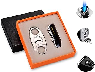 Ensemble coupe-cigare cigarlong, allume-cigare simple à double lame, 3 brûleurs à jet bleu rechargeables avec boîte cadeau (noir). Le meilleur rapport qualité-prix du web sénégalais sur Diaytar