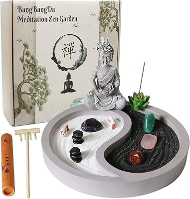 Mini ensemble de jardin zen pour le bureau jardin de sable en cristal