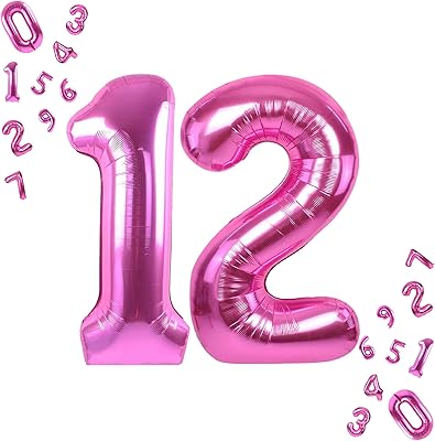 Ballon rose numéro 12 pour 12e anniversaire grand 40" | ballons de ́corations