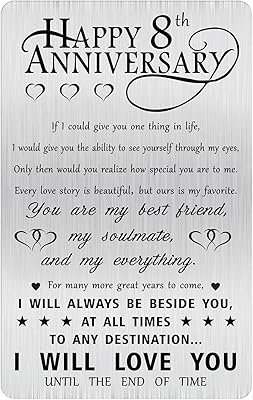 Carte cadeau du 8e anniversaire du mari pour elle et lui, cadeau portefeuille