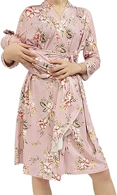 Peignoir de maternité avec ensemble d'emmaillotage assorti, peignoir de maternité pour accouchement à