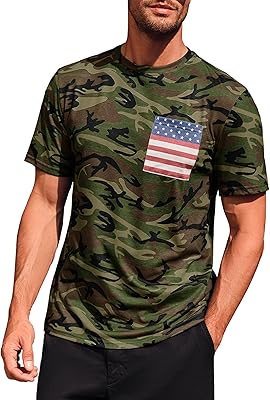 Ani solly hommes été camouflage chemise à manches courtes drapeau américain militaire t-shirt