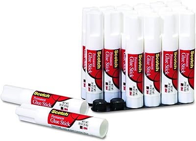 Bâtons adhésifs permanents scotch, paquet de 18, non toxiques. 898 ml (6008-18), blanc