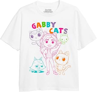 T-shirt pour filles cotton soul gabby dollhouse friends outline blanc