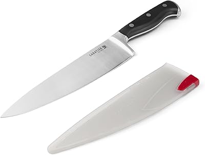 Couteau de chef sabatier en acier inoxydable avec couvercle de lame auto-affûtant