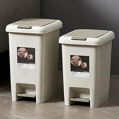 Qiccijoo lot de 2 poubelles avec couvercle, ensemble de poubelles de chambre à
