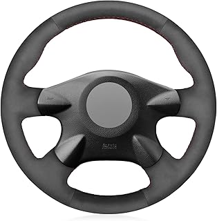 Couvre-volant de voiture fait main en daim noir personnalisé pour nissan almera (n16)