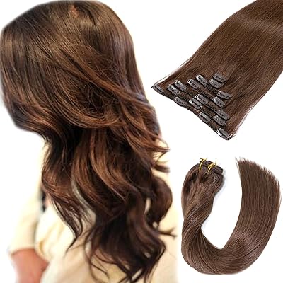 Extensions de cheveux humains à clips, 7 pièces, 70g, vrais cheveux remy, soyeux