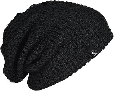 Bonnet tricoté long surdimensionné pour hommes été et hiver b08 noir