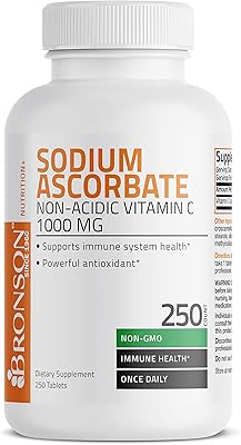 Bronson comprimés d'ascorbate de sodium sans ogm avec vitamine c 1000
