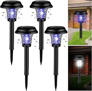 Qually 4 pièces lampe anti-moustiques à énergie solaire étanche pour extérieur jardin intérieur