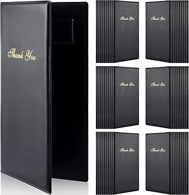 20 pièces porte-cartes de chèque d'invité de restaurant noir avec impression de remerciement