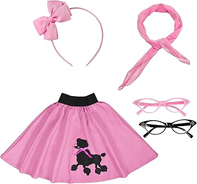 Ensemble d'accessoires de costume 5 pièces pour filles jupe caniche des années 50