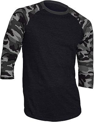 T-shirt de baseball décontracté pour hommes, chemise en jersey raglan à manches 3/4