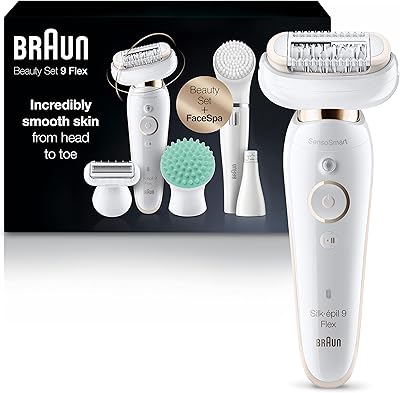 Braun silk-épil 9 flex 9-300 kit d'épilation du visage pour femme, sans fil