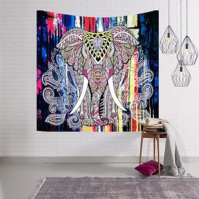 Tenture murale d'éléphant, tapisserie d'art mural hippie bohème mandala, tapisserie murale psychédélique d'éléphant