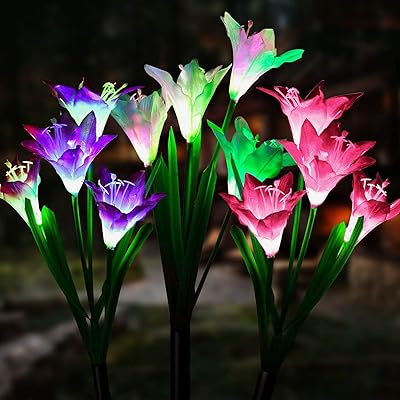 Lampes solaires d'extérieur lampes à énergie solaire avec 12 grandes fleurs de lys