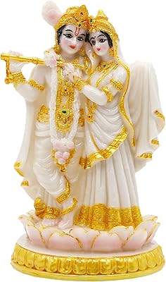 Statue d'idoles hindoues alikiki radha krishna - 14 cm de hauteur, aspect marbre