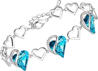 Bracelet coeur infinity love en cristal swarovski, améthyste rose foncé et pierre
