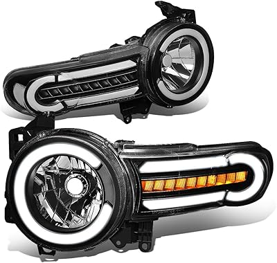 Phares noirs dna motoring hl-lb-fj-c07-bk-cl1 avec led drl + clignotants séquentiels pour 07-14