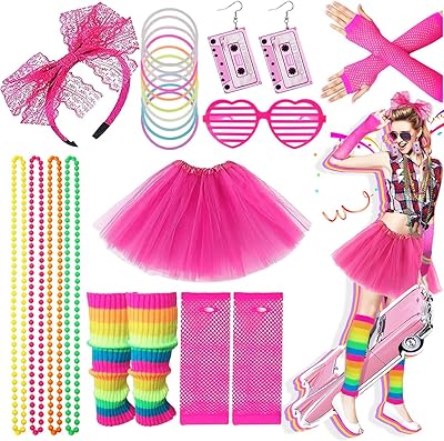 Ensemble d'accessoires de déguisement de fête pour femmes des années 80, jupe tutu