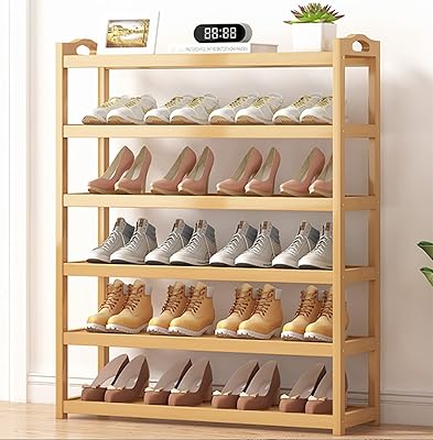 Étagère à chaussures en rotin, étagère de rangement pour chaussures à 5 couches