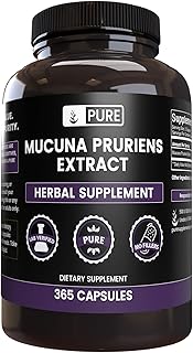 Ingrédients purs et originaux de mucuna pruriens (365 gélules) sans magnésium ni riz