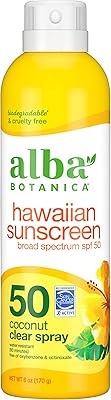 Spray d'huile de noix de coco transparente hawaïenne alba botanica spf 50