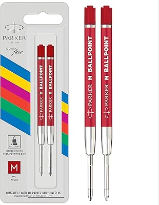 Stylo à bille parker reveal, rouge, pointe moyenne, quinqflow, 2 unités, 2166545