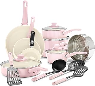 Ensemble de batterie de cuisine et poêles green life soft grip, antiadhésif