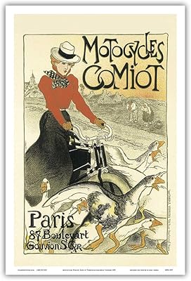 Pacifica island art - motocycles comiot paris - affiche publicitaire vintage de théophile-alexandre