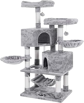 Arbre à chat à plusieurs niveaux avec griffoirs en sisal, perchoirs, maisons, balançoires