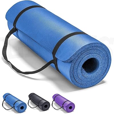 Tapis de yoga antidérapant de 10 mm d'épaisseur avec bande attachée, idéal