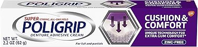 Crème adhésive polygrip cushion & comfort, pour prothèses dentaires et partielles, 2,2 oz