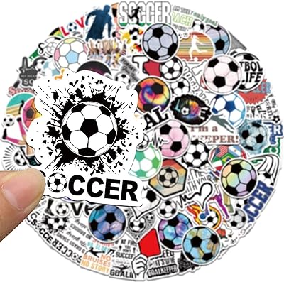 100 pièces d'autocollants de football imperméables, pack d'autocollants de sport pour ordinateur portable