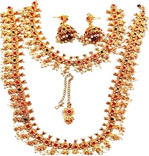 Aheli indian bridal kundan collier de perles de mariée avec ensemble de bijoux