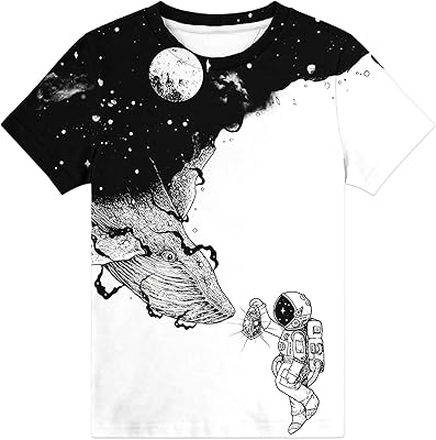 T-shirt pour garçons et filles avec graphismes 3d pour enfants, col rond fin