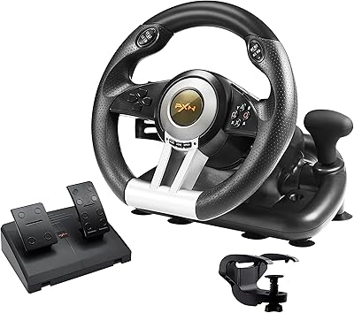 Volant de simulation de jeu de course pxn v3ii avec pédales volant à