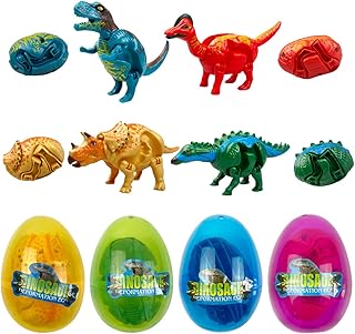 Jovan lot de 4 grands œufs de pâques en plastique préremplis de dinosaures avec jouets à l'intérieur pour enfants garçons filles tout-petits panier de pâques cadeaux cadeaux de fête. Diaytar Sénégal : Achetez plus, dépensez moins