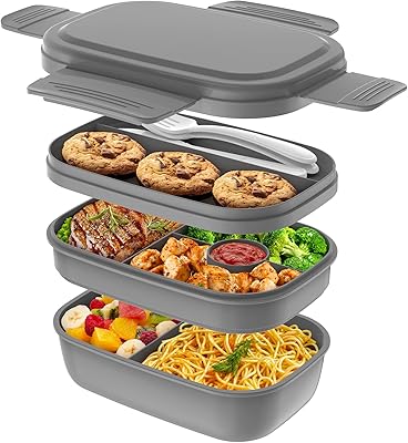 Boîte à bento pour adulte, 3 boîtes à bento empilables pour adultes/enfants, boîte