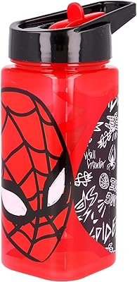 Bouteille d'eau carrée store 530 ml avec design web urbain spiderman, multicolore