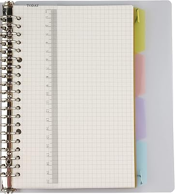 Cahier à spirales avec règle couverture rigide papier millimétré carnet grille a5 avec