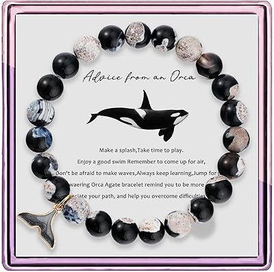 Bracelets de guérison orque pour femmes, cadeaux de baleine d'orque, bracelets en cristal