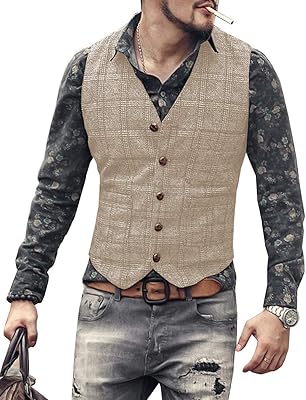 Gilet décontracté en tweed à carreaux pour hommes, gilet en laine pour garçons d'honneur. Des économies garanties sur chaque commande avec Diaytar