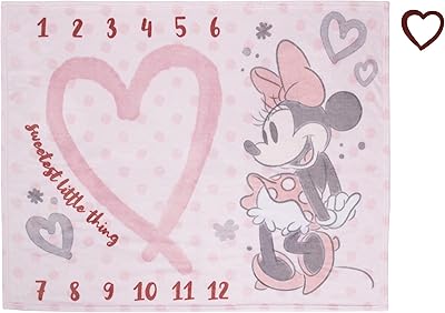 Couverture pour bébé milestone disney minnie mouse super douce rose noir et blanc