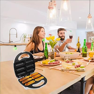 Gaufrier à hot dog, gaufrier antiadhésif 6 pièces, gaufrier électrique croustillant 750 w